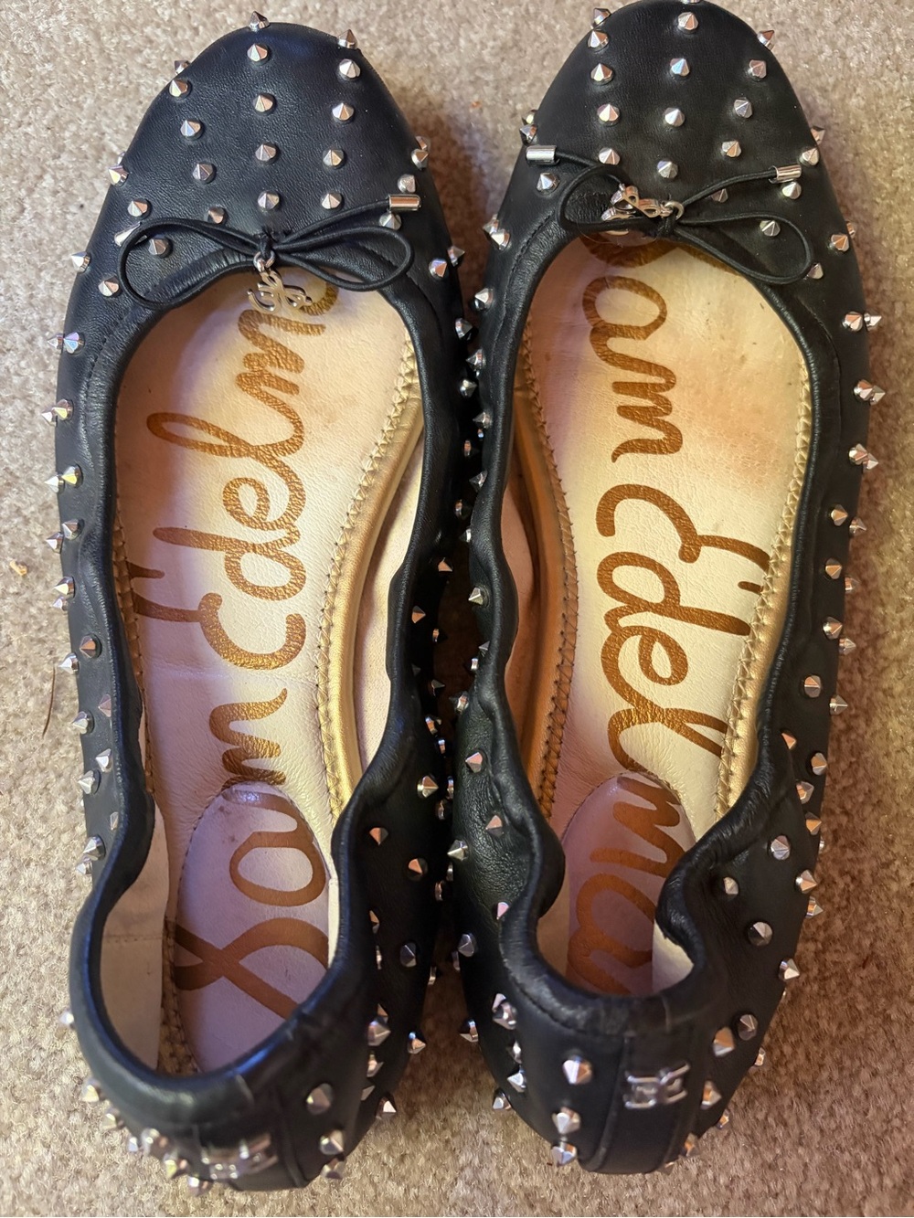 Sam Edelman Black Studded Bow Ballet Flats